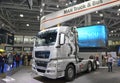 MOSCOW, SEP, 5, 2017: Silver MAN truck on Commercial Transport Exhibition ComTrans-2017. MAN trucks exhibits. Automobile industry.