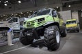 MOSCOW, SEP, 5, 2017: View on off-road GAZ special passenger car for hard to reach swamp Siberia Russia areas. Mud Truck for worke Royalty Free Stock Photo