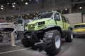 MOSCOW, SEP, 5, 2017: View on off-road GAZ special passenger car for hard to reach swamp Siberia Russia areas. Truck for workers,