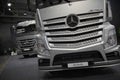 MOSCOW, SEP, 5, 2017: View on silver trucks Mercedes-Benz Actros exhibits on Commercial Transport Exhibition ComTrans-2017. Commer Royalty Free Stock Photo