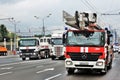 First Moscow Parade of City Transport. Emergency and fire cars Royalty Free Stock Photo