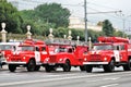 First Moscow Parade of City Transport. Fire cars Royalty Free Stock Photo