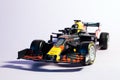Moscow, September 20, 2022. Formula 1 car. Red bull team car. A toy replica of a sports car. On a plain background. Royalty Free Stock Photo