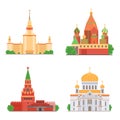 Moscow sights vector illustration set