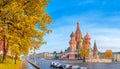 View of Moscow Kremlin and St Basil`s Cathedral on Red Square Royalty Free Stock Photo