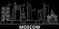 Moscow silhouette skyline. Russia - Moscow vector city, russian linear architecture, buildings. Moscow travel