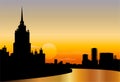 Moscow silhouette skyline sunset vector Royalty Free Stock Photo