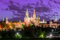 Moscow skyline with Cathedral of Vasily the Blessed Saint Basil`s Cathedral and Spasskaya Tower of Moscow Kremlin on Red Square Royalty Free Stock Photo