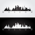 Moscow skyline and landmarks silhouette