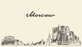 Moscow skyline Russia vector hand drawn sketch