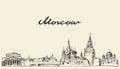 Moscow skyline Russia vector hand drawn sketch