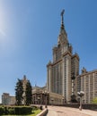 Moscow State University named after M.V. Lomonosov. Main building of MSU. The territory of Moscow University Royalty Free Stock Photo