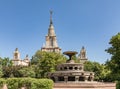 Moscow State University named after M.V. Lomonosov. Main building of MSU. The territory of Moscow University Royalty Free Stock Photo