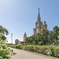 Moscow State University named after M.V. Lomonosov. Main building of MSU. The territory of Moscow University Royalty Free Stock Photo