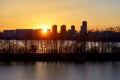 Moscow Strogino district at sunset, Russia Royalty Free Stock Photo