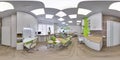 MOSCOW - SUMMER 2018, 3D spherical panorama with 360 viewing angle of the green modern dental office. Ready for virtual reality. F