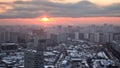 Moscow. Sunset with clouds over buildings timelapse, Russia