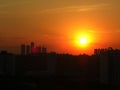 Moscow sunset and outline of the city Royalty Free Stock Photo