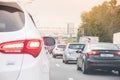 Moscow traffic jam on Mkad. A lot of cars. Difficult movement. Stream of cars on the road. Moscow, Moscow region, Moscow Ring Road Royalty Free Stock Photo