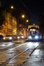 Moscow tram in the night