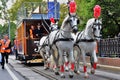 Moscow Transport Day-2019. Tramways parade. Horses carriage Royalty Free Stock Photo