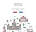 Moscow travel tour poster in linear style