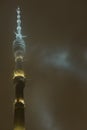 Moscow tv tower in the night