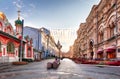 Moscow Tverskaya street at day, nobody Royalty Free Stock Photo