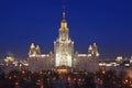 Moscow University at night. Top view