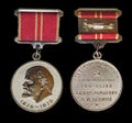 Moscow, USSR - CIRCA 1970: Anniversary medal in honor of the 100th anniversary of the birth of V.I. Lenin, for military valor