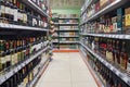 Various types of alcohol drinks in supermarket