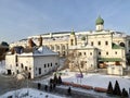 Moscow. Varvarka Street. View of the chambers of the old English courtyard and the Church of Maxim the Blessed Maxim the Confesso