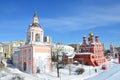 Moscow, Znamensky monastery on Varvarka street in winter Royalty Free Stock Photo