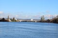 calm river Mosel in Koblenz with the bridge Royalty Free Stock Photo