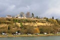 A panoramic view on the landscape at the Moselle River in Remich, Luxembourg Royalty Free Stock Photo