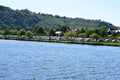 Minheim, Germany - 06 01 2021: waterfront camping at the Mosel in Minheim Royalty Free Stock Photo