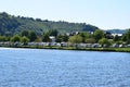 Minheim, Germany - 06 01 2021: waterfront camping in Minheim, Mosel valley in June Royalty Free Stock Photo