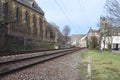 Mosel valley railroad at OBerburg with the main road going through