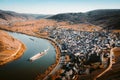 Moselle river bend with the historic town of Bremm, Rheinland-Pfalz, Germany Royalty Free Stock Photo