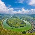 Moselle River bend near Bremm town, Germany Royalty Free Stock Photo