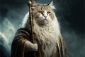 Moses Cat as famous historic character illustration generative ai Royalty Free Stock Photo