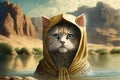 Moses Cat as famous historic character illustration generative ai Royalty Free Stock Photo