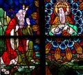 Moses and God in stained glass Royalty Free Stock Photo