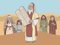 Moses the prophet with Stone Tablets and ancient jewish people Royalty Free Stock Photo