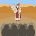 Moses the prophet with Stone Tablets taking speach