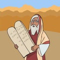 Moses the prophet with Stone Tablets taking speach