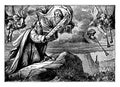 Moses Receives the Ten Commandments on Two Tablets of Stone vintage illustration Royalty Free Stock Photo