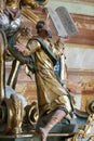 Moses receiving the 10 commandments statue on the altar in the Baroque Church of Our Lady of the Snow in Belec, Croatia