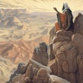 Moses receiving the ten commandments at Mount Sinai, religion and faith, prophet of judaism and christianity