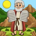 Moses with Tablet of Ten Commandments Colored Royalty Free Stock Photo